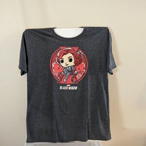 l Funko Marvel Black Widow Pop Graphic T-Shirt XL Gray Crewneck Cotton Blend
